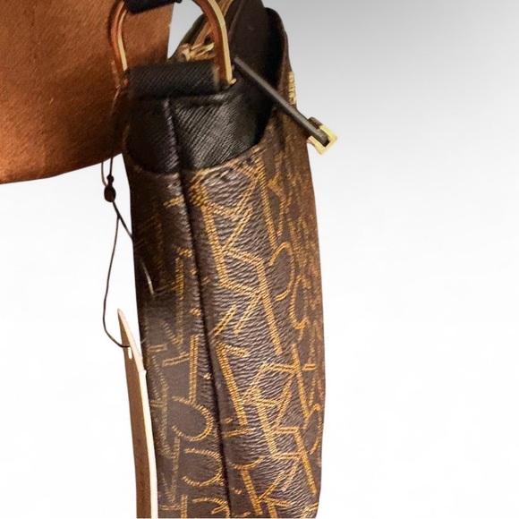 Calvin Klein Logo Patterned Brown Crossbody Bag - Picture 2 of 8